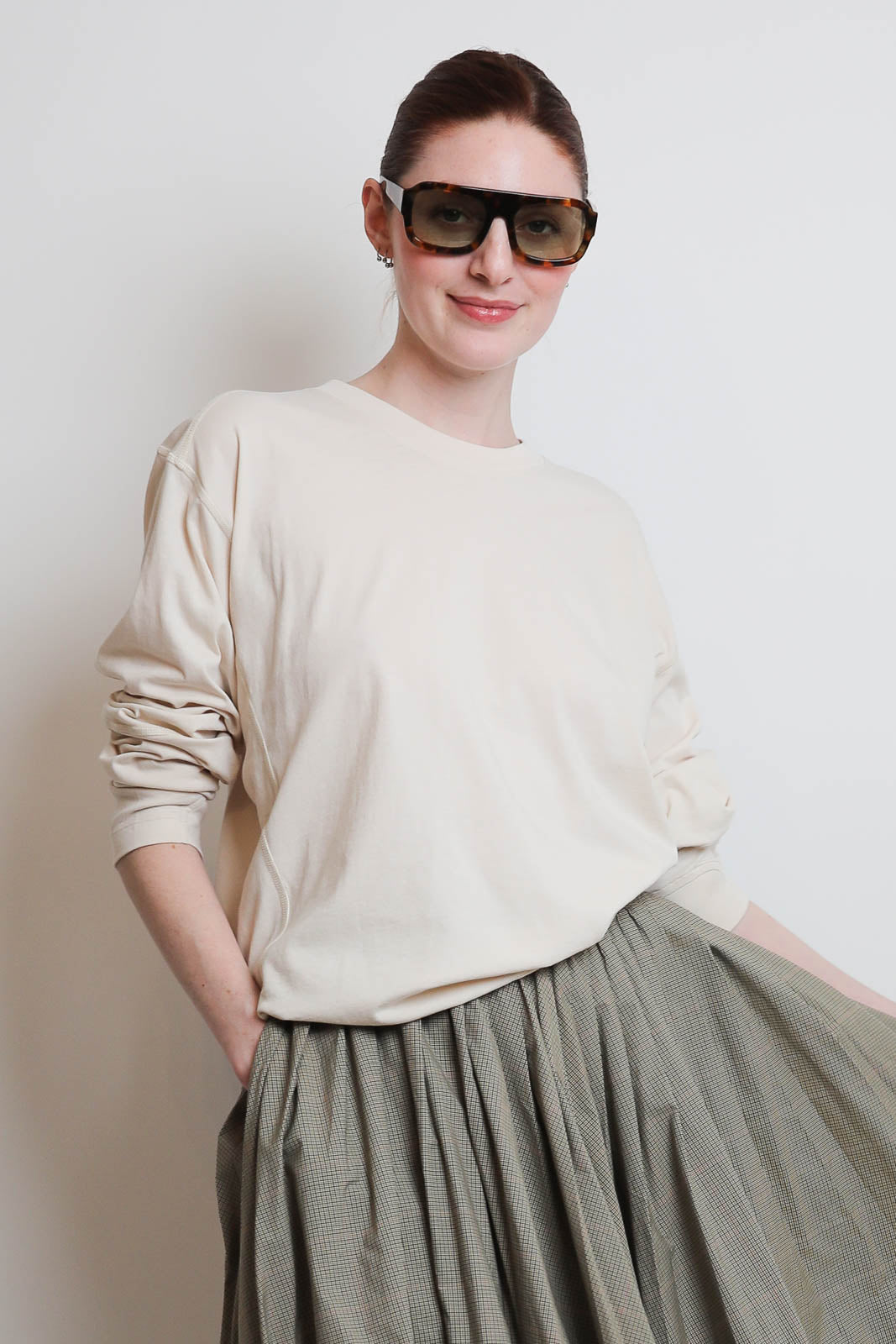 6397, Langarm-Shirt Coverstitch in Oat Milk