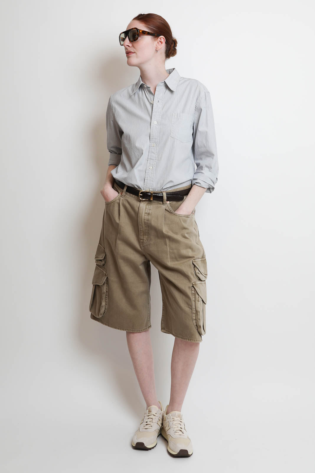 Denimist, Bluse Boyfriend in Ecru/Navy Pinstripe