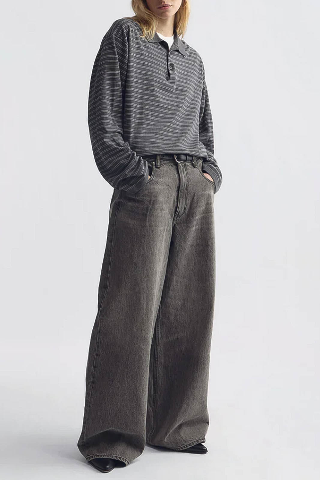 Nili Lotan, Pullover Foley in Charcoal/Ivory Stripe