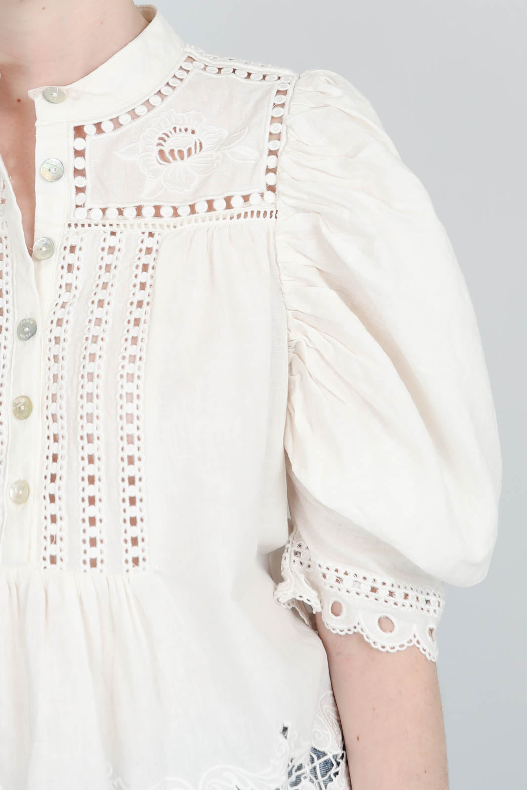 Bluse Romantic Richelieu in Off-White