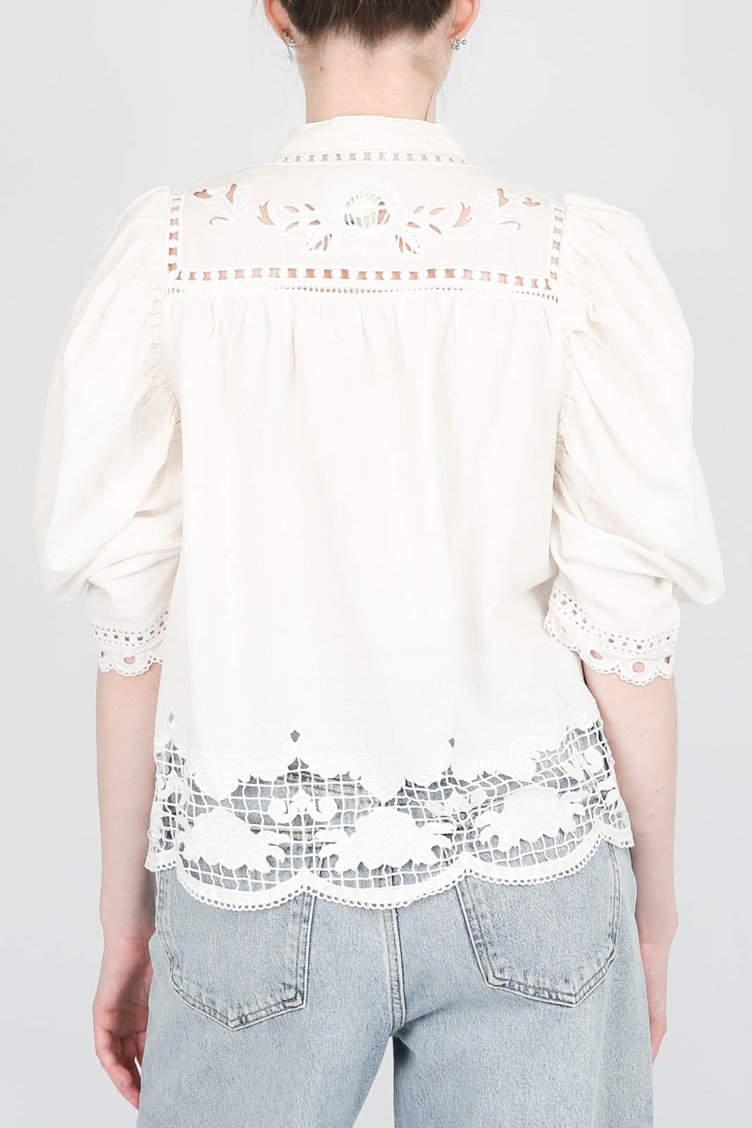 Bluse Romantic Richelieu in Off-White