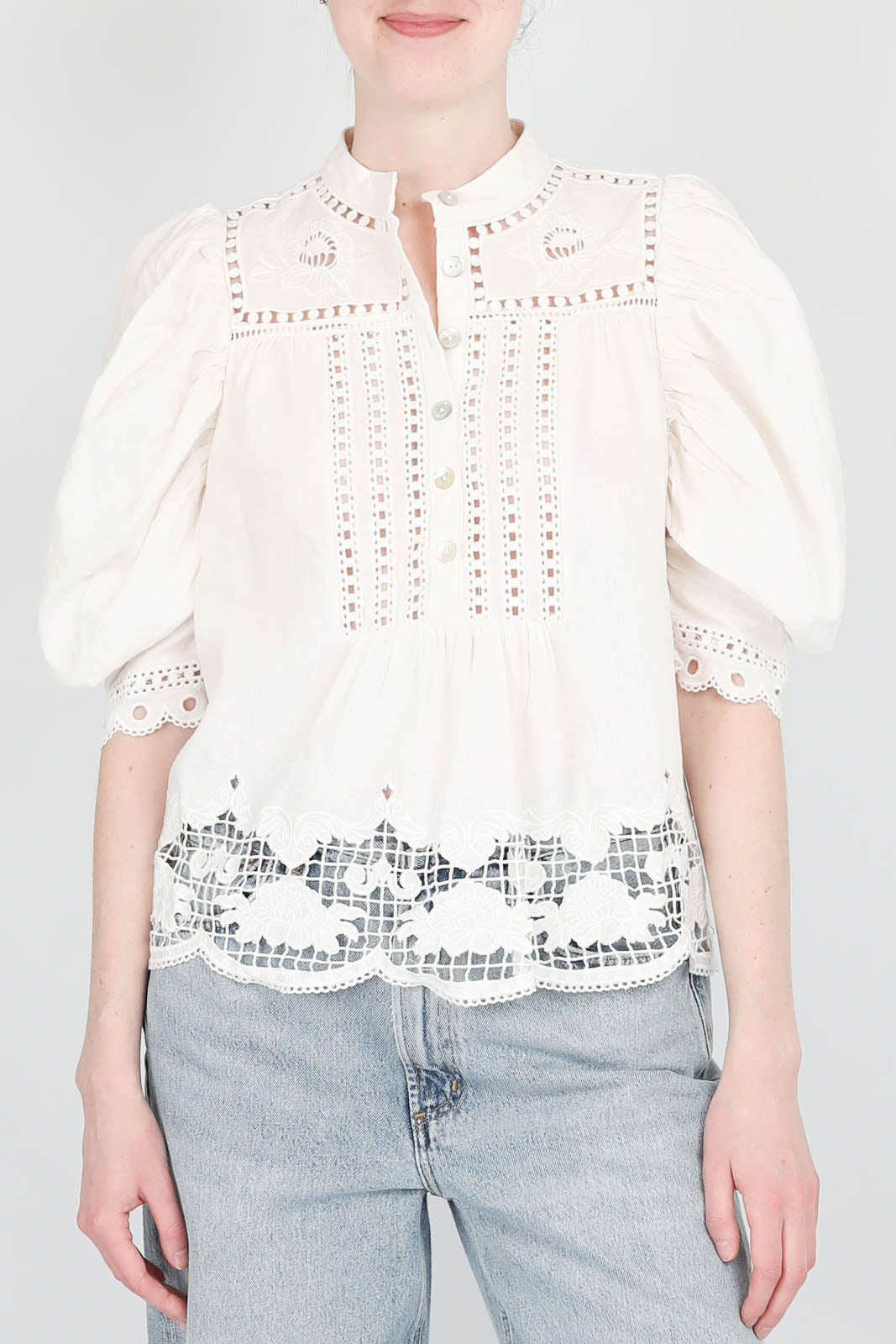 Bluse Romantic Richelieu in Off-White