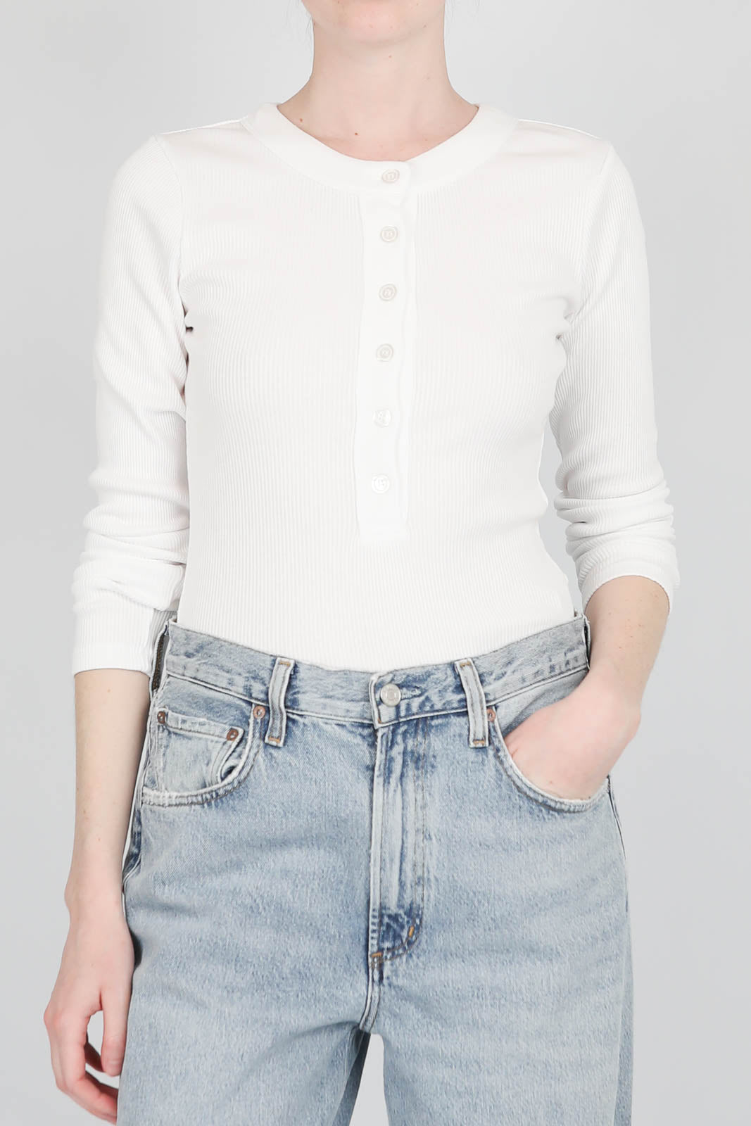 Langarm-Shirt Varra Henley in Weiss