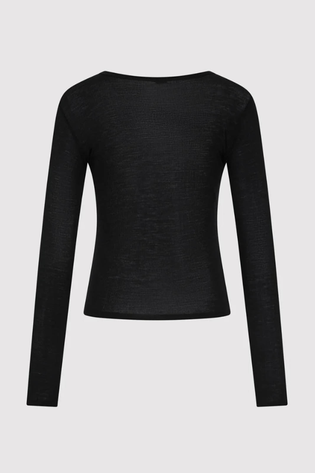 Langarm-Shirt Baby Wool in Schwarz