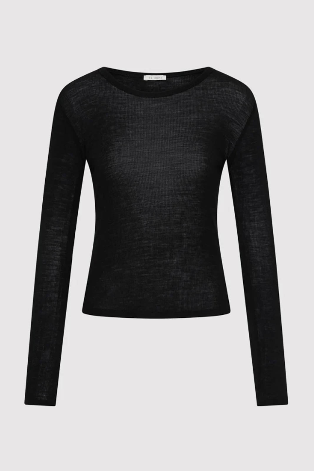 Langarm-Shirt Baby Wool in Schwarz