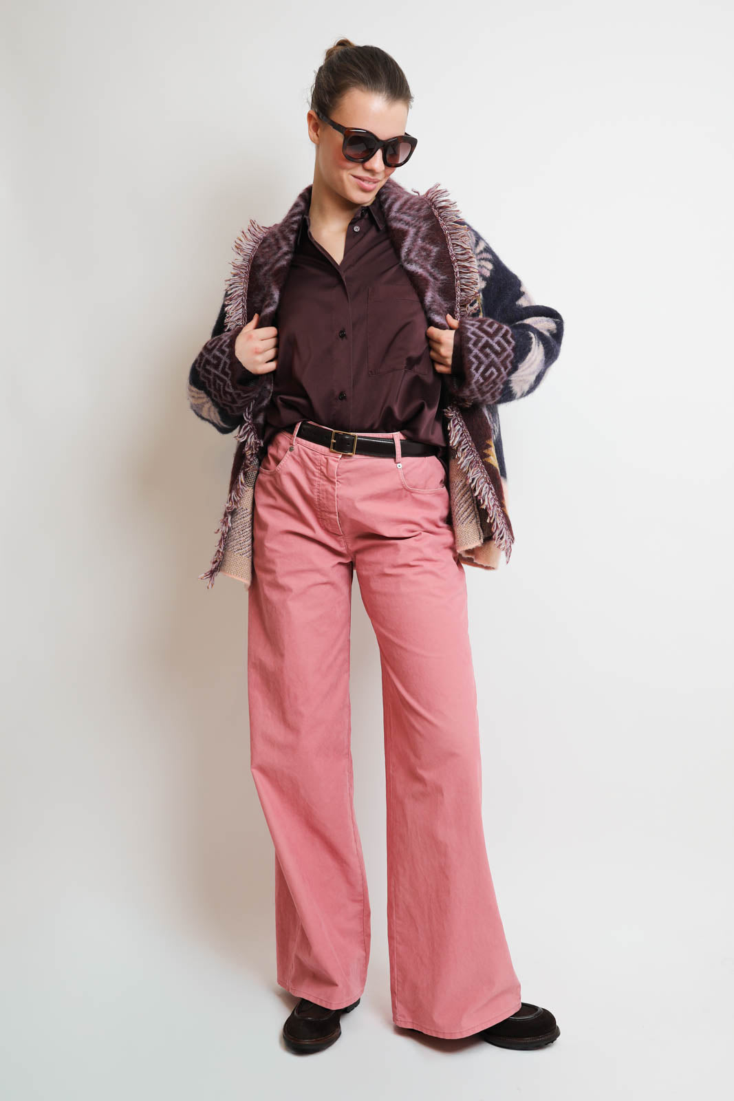 Forte-Forte, Bluse aus Satin in Chocolat Noir