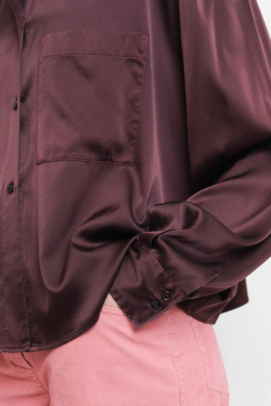 Forte-Forte, Bluse aus Satin in Chocolat Noir