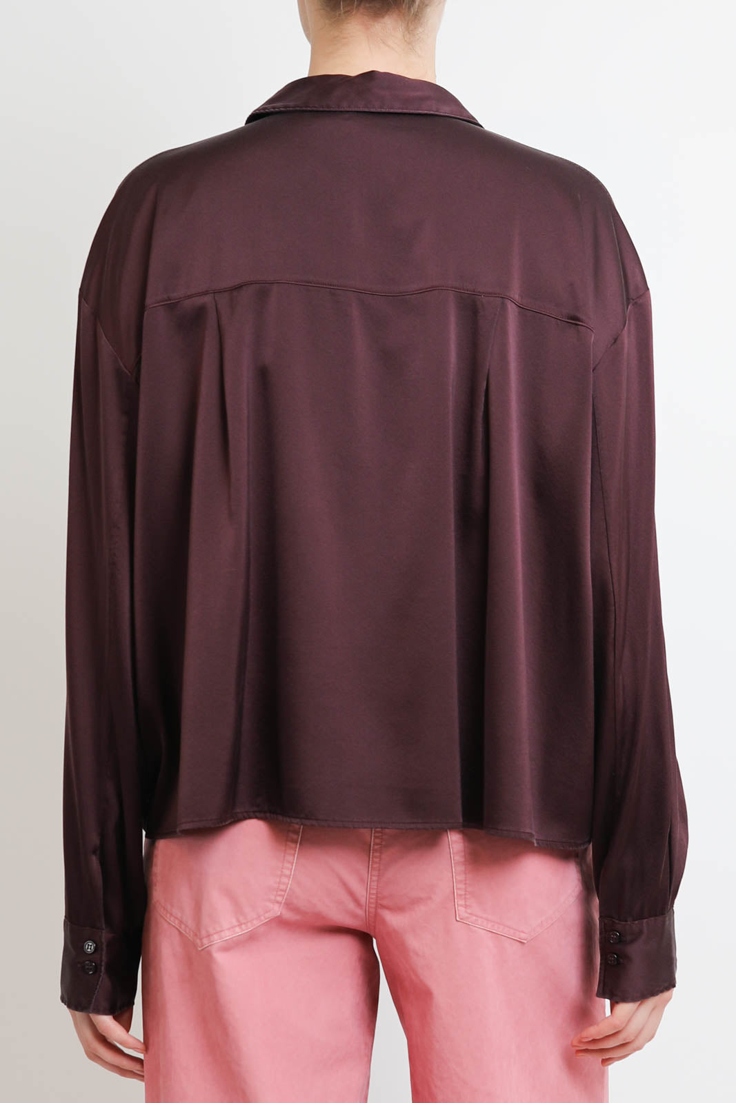 Forte-Forte, Bluse aus Satin in Chocolat Noir