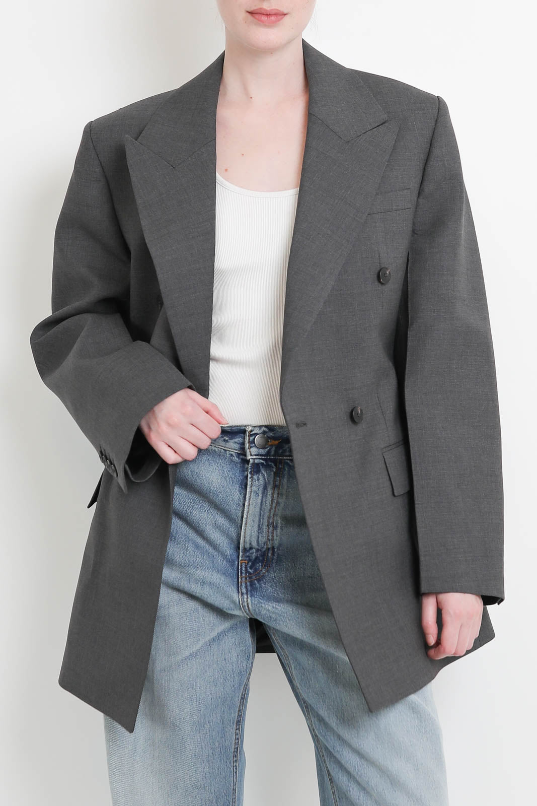 Raw, Blazer Hourglass in Dark Grey Melange