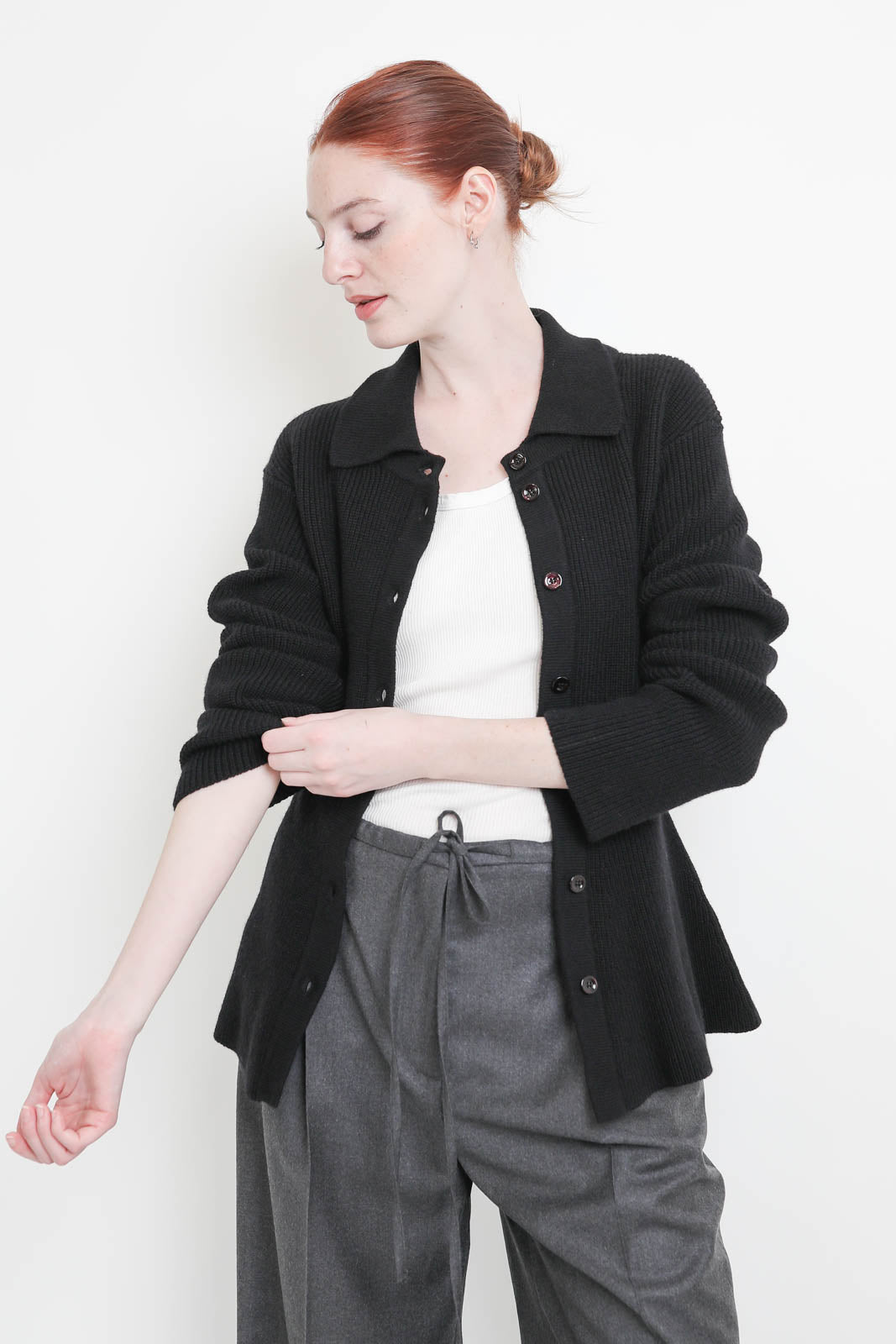 Rohe, Cardigan Waisted Rib in Schwarz