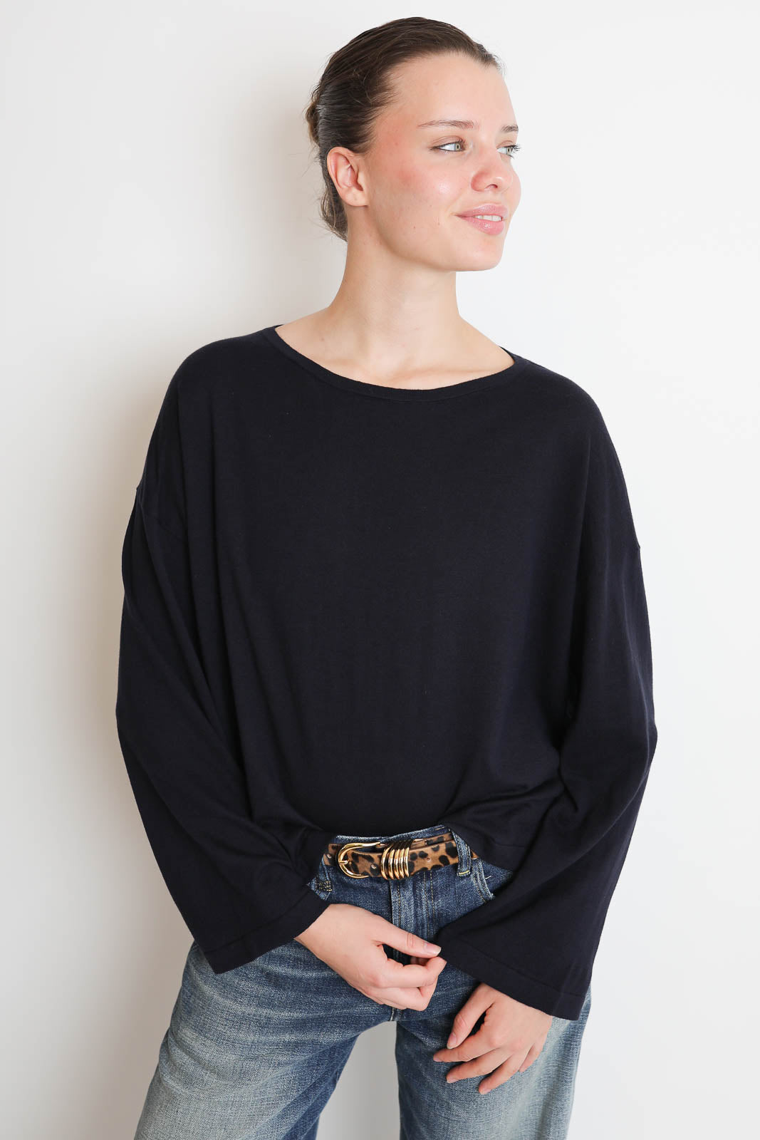 C. T. Plage, Pullover Cotton-Blend in Navy