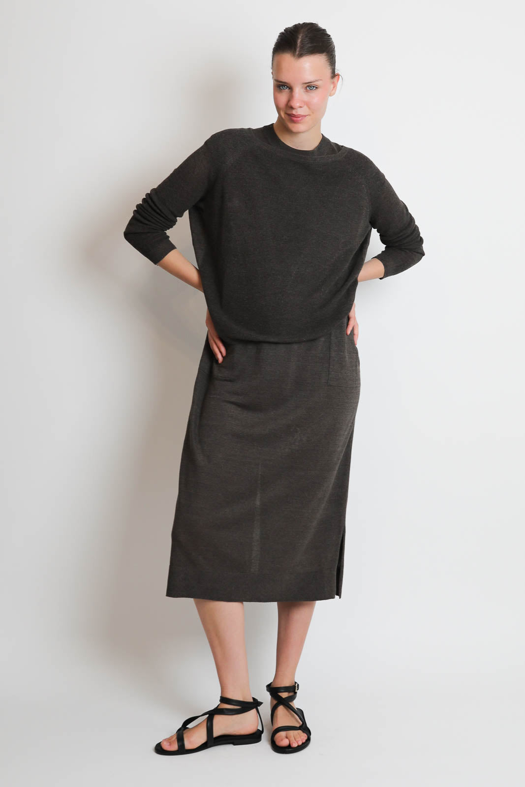 C. T. Plage, Kleid aus Leinen in Braun