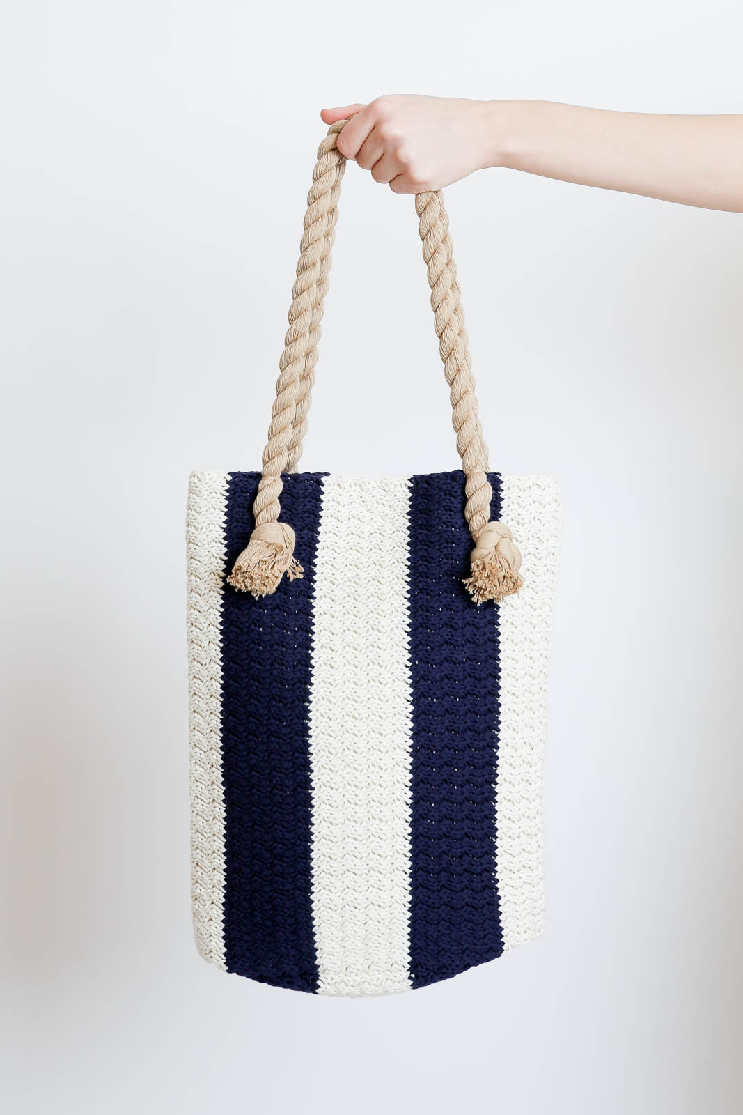 Atomo Factory, Tasche aus Baumwolle in Bianco/Blu/Sabbia