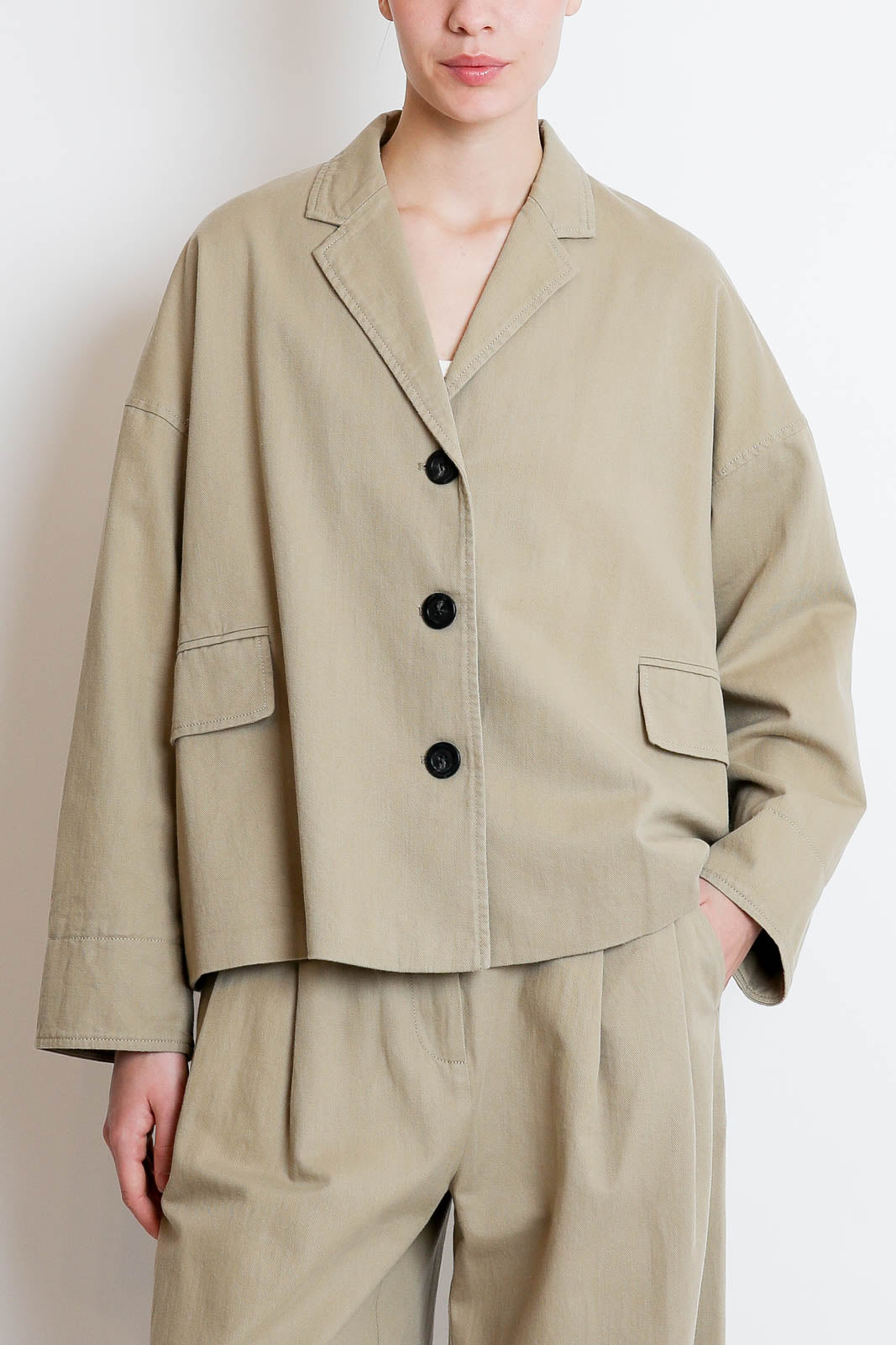 Zenggi, Blazer Cotton Twillloose in Khaki