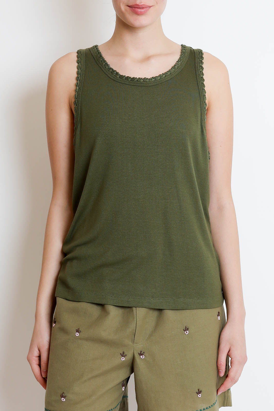 Baziszt, Tank Top Croquet in Green Khaki
