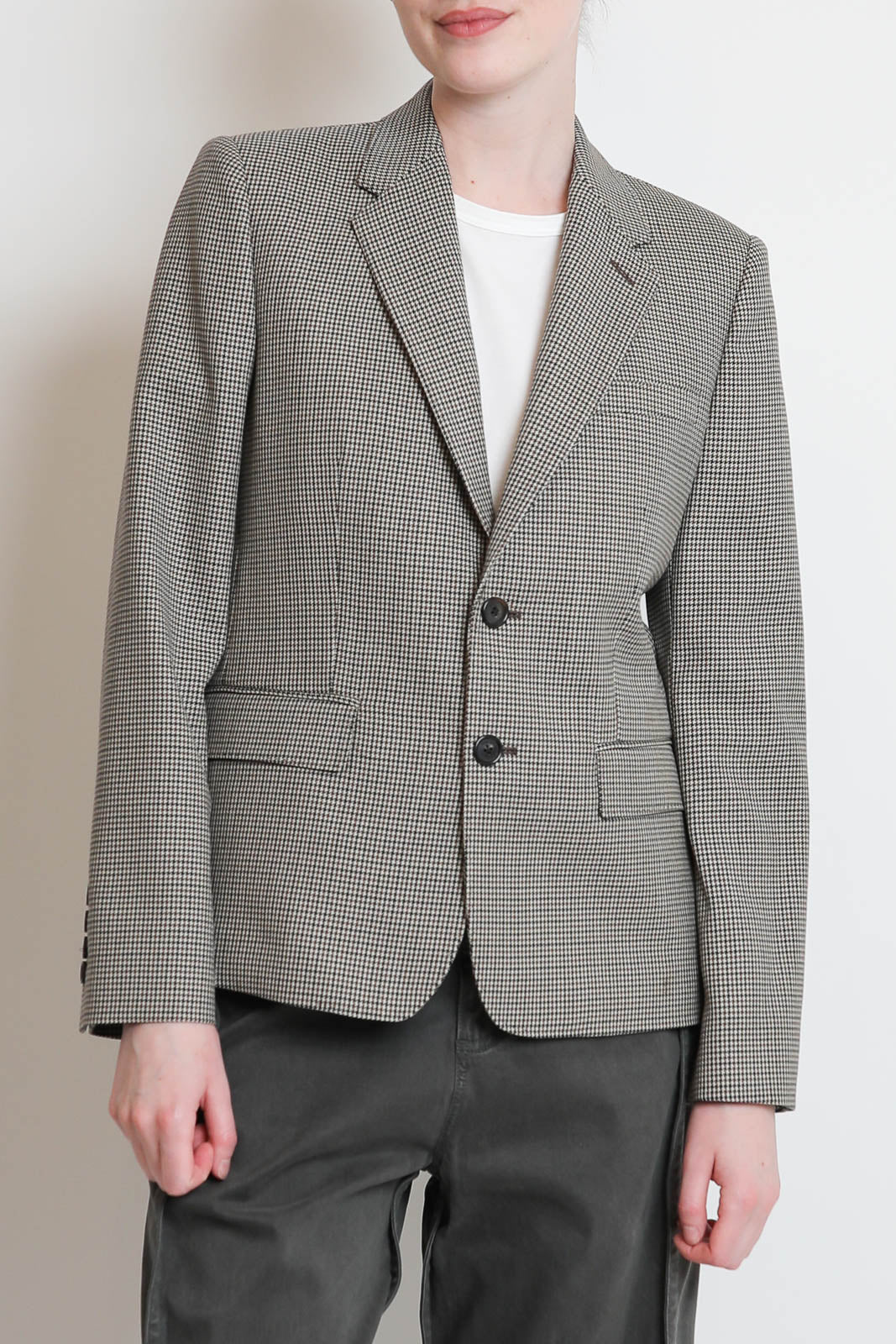 Nili Lotan, Blazer Ysee in Beige/Brown Houndstooth