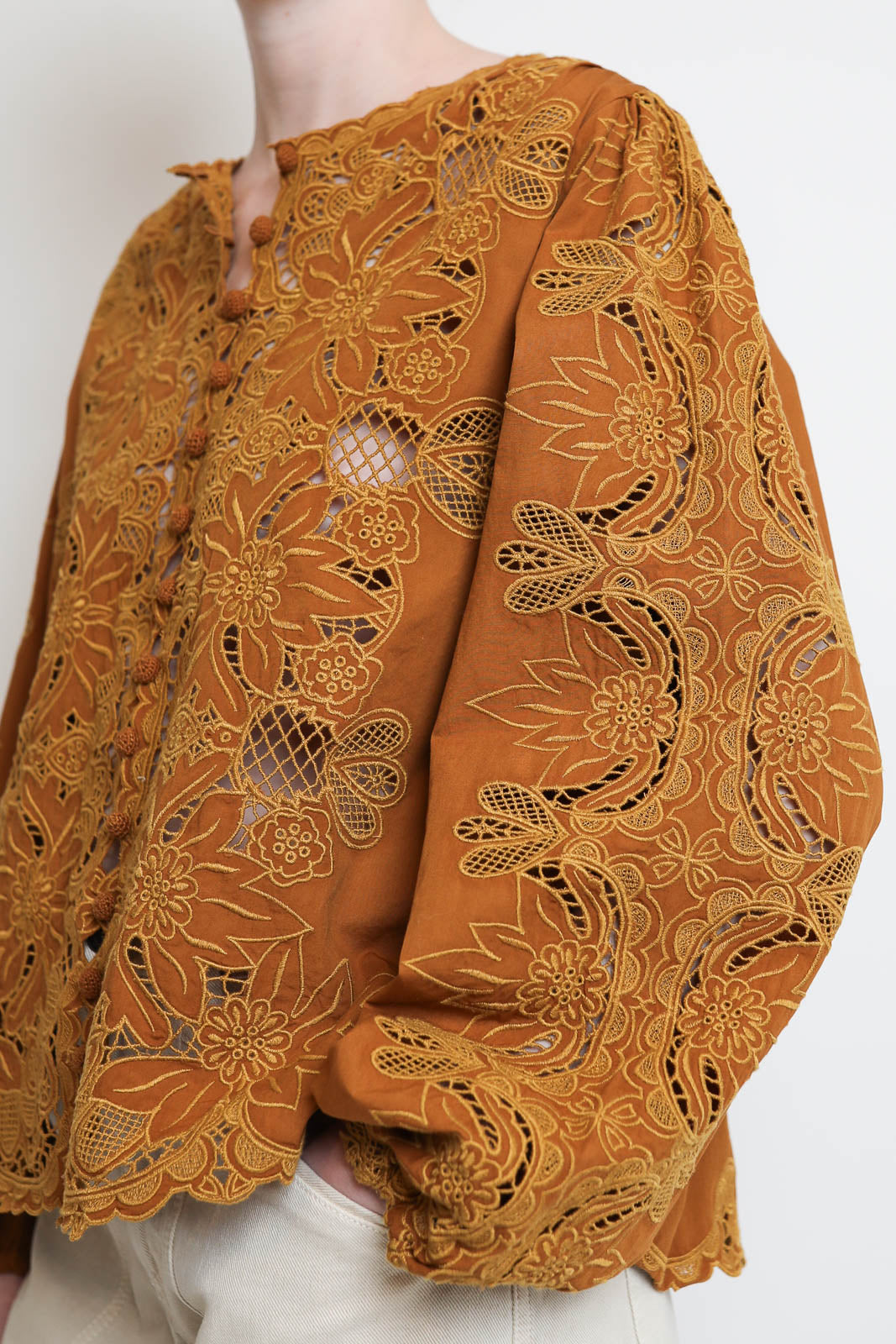 Farm Rio, Bluse Camel Richilieu in Braun