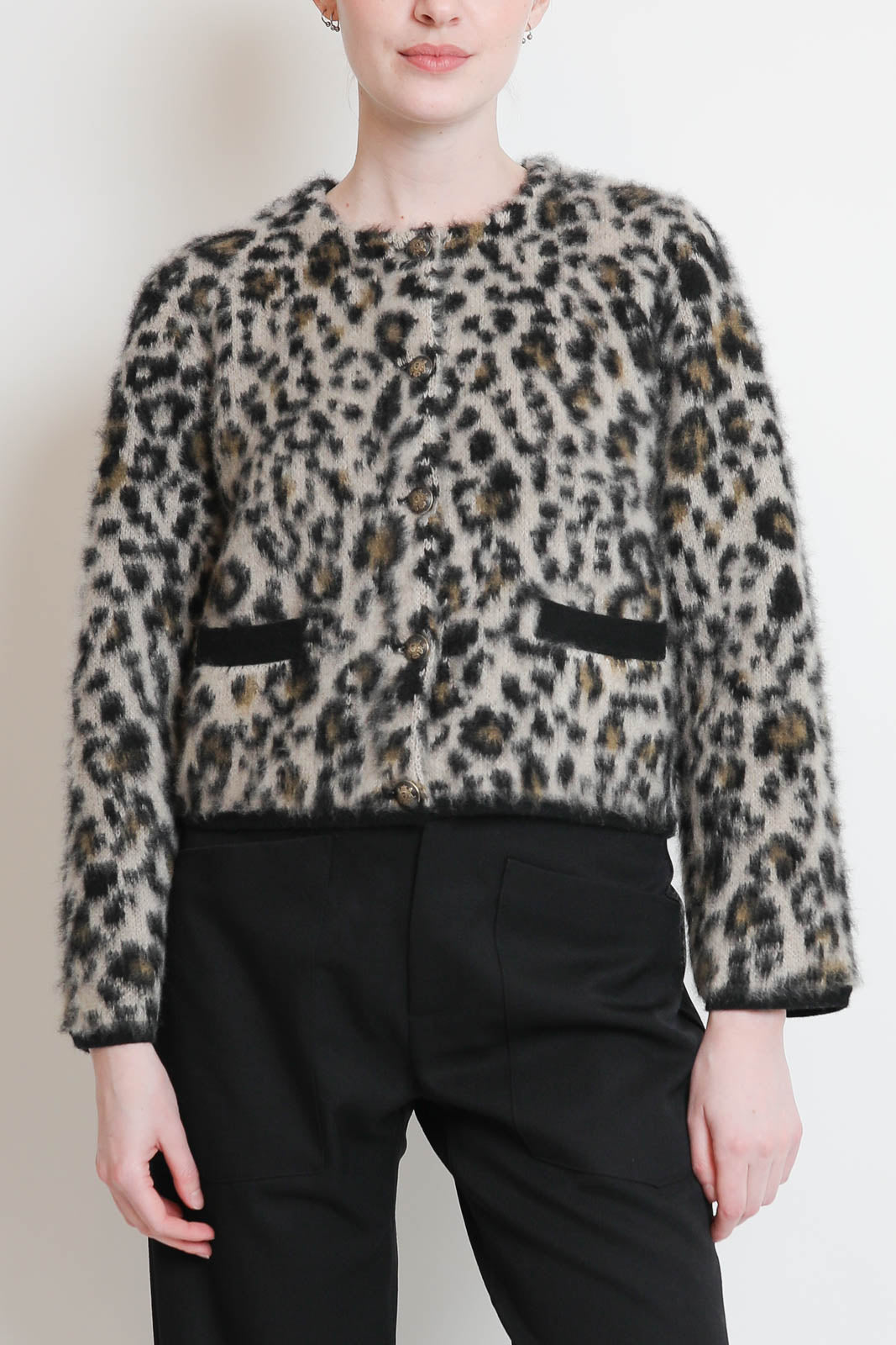 Nili Lotan, Cardigan Beyton in Jute Leopard