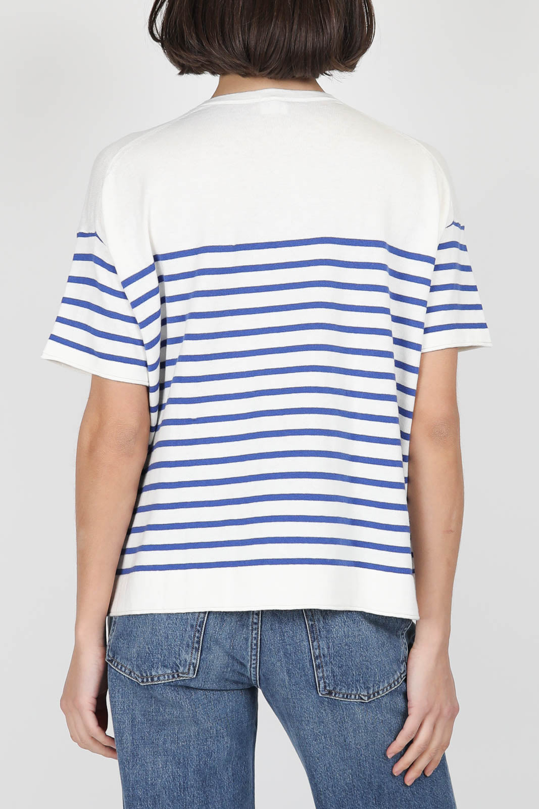 T-Shirt mit Streifen in White x Blue