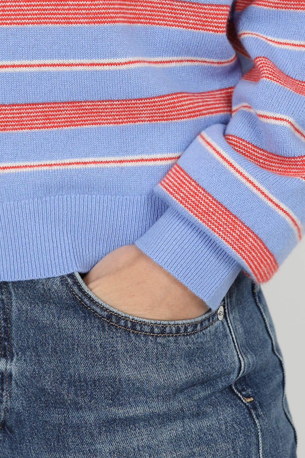 Pullover Collegiate Stripe Polo in French Blue Combo