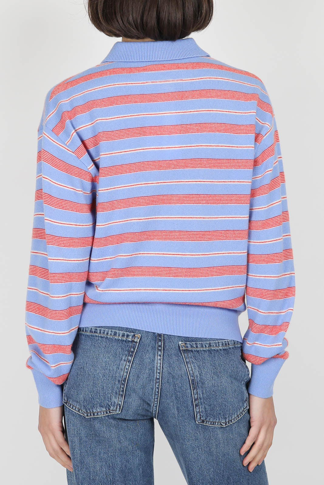 Pullover Collegiate Stripe Polo in French Blue Combo