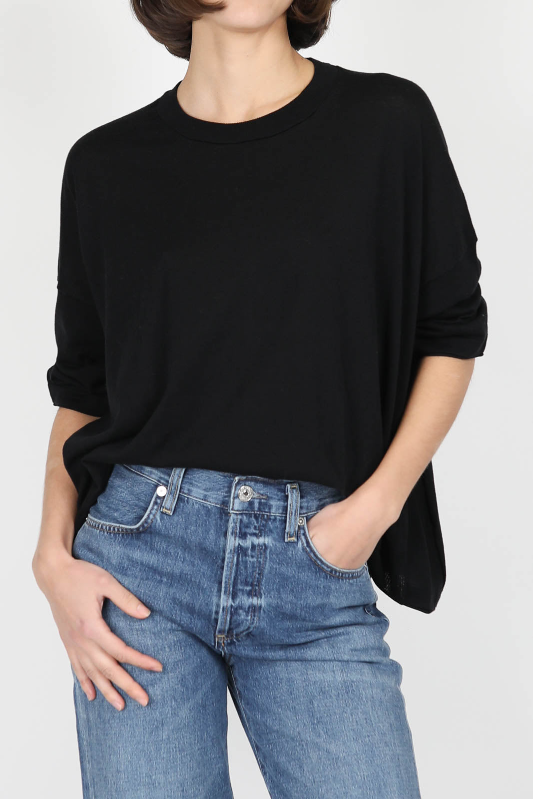 T-Shirt aus Baumwolle in Schwarz
