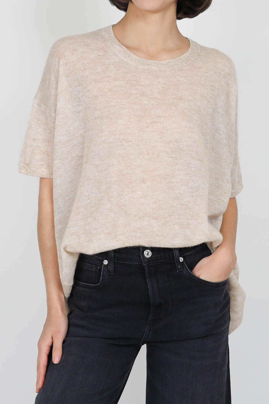 T-Shirt aus Strick in Beige
