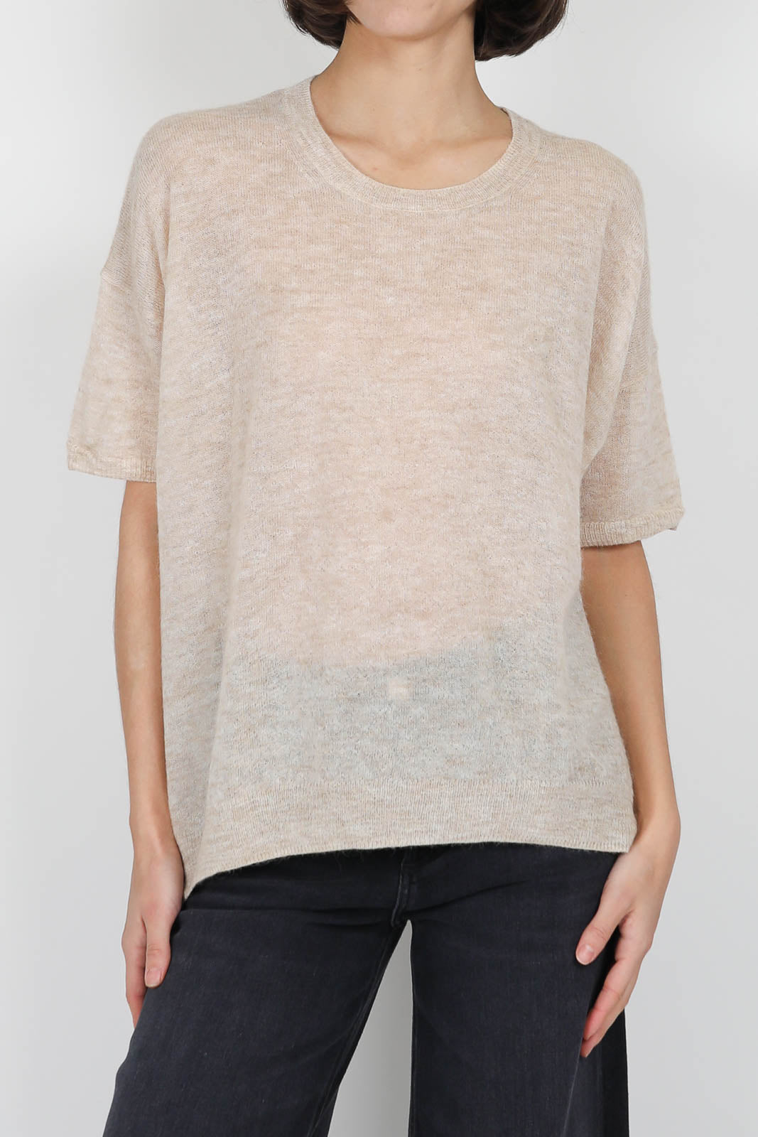 T-Shirt aus Strick in Beige