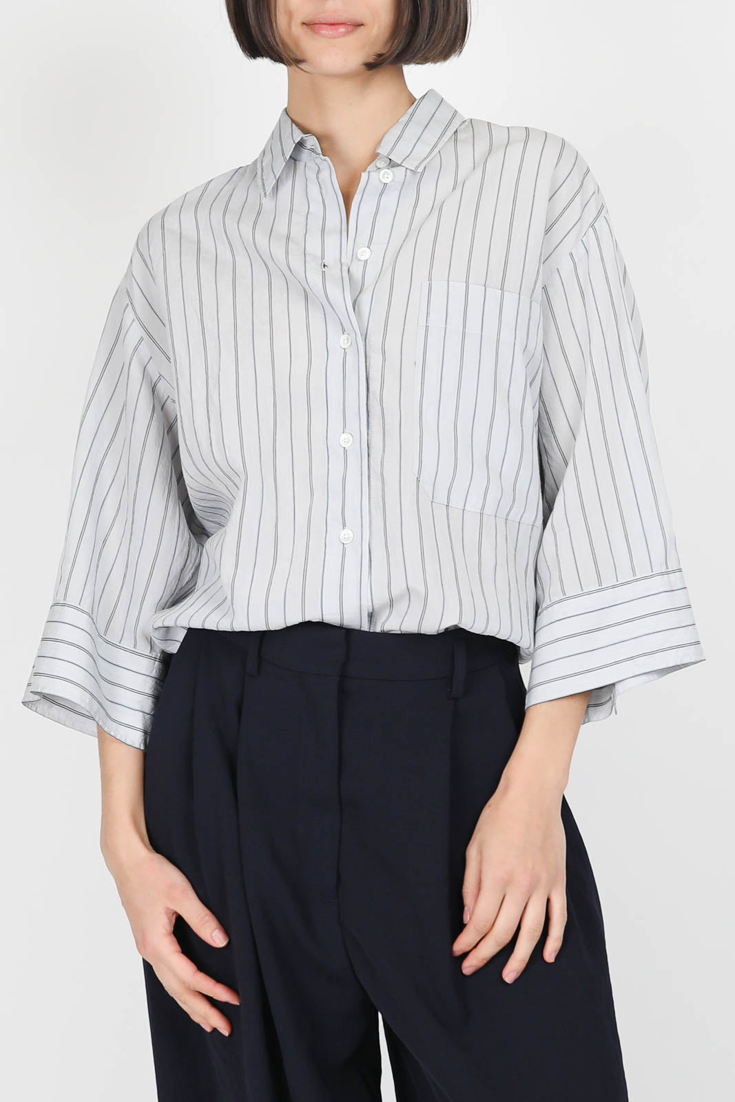 Bluse mit Streifen in Misty Blue
