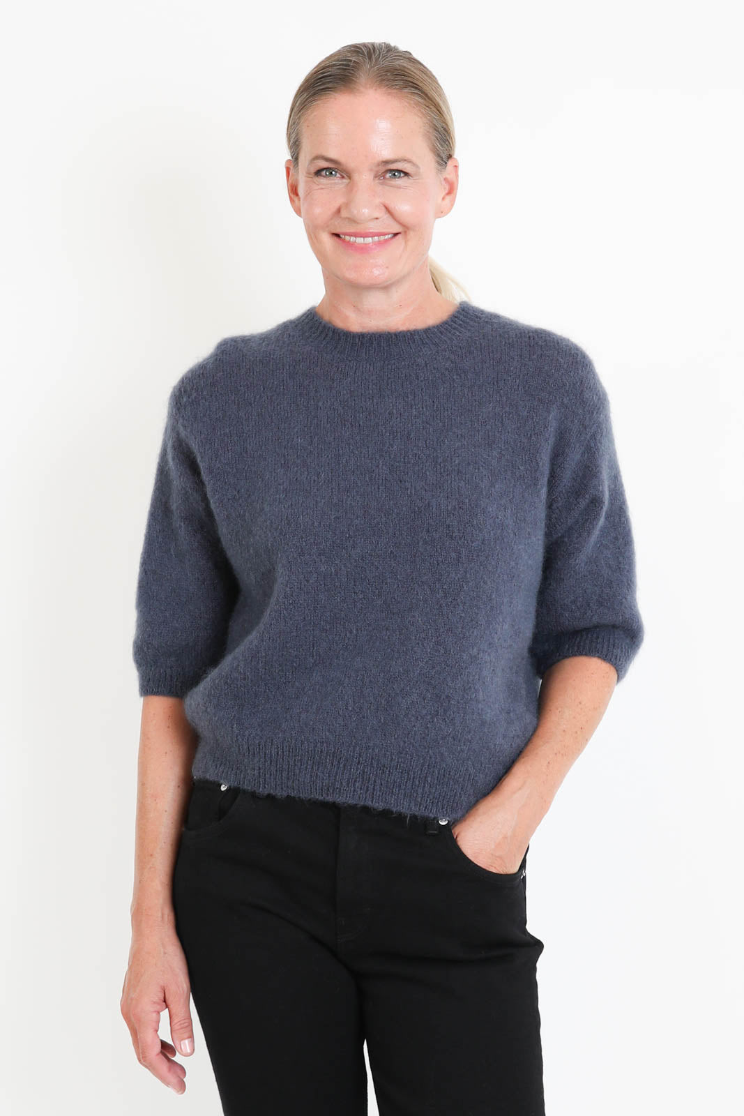 Pomandère, Pullover aus Mohair in Petrol