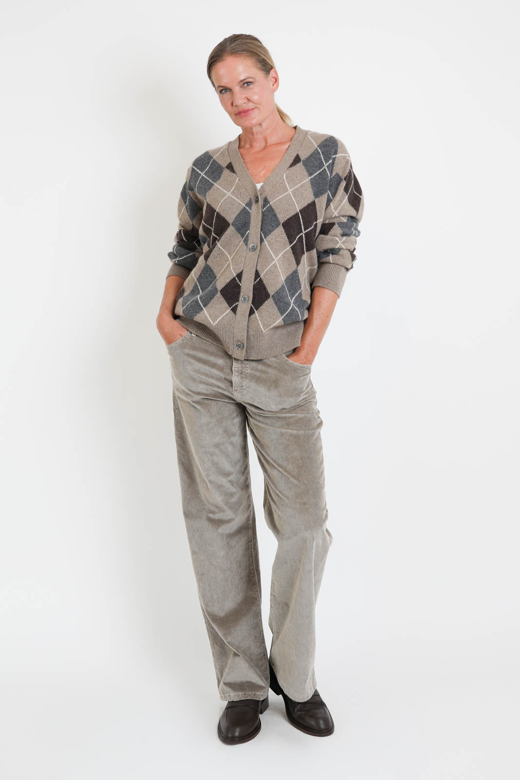 &Daughter, Cardigan Ava Argyle in Dark Natural, Porcupine & Grey