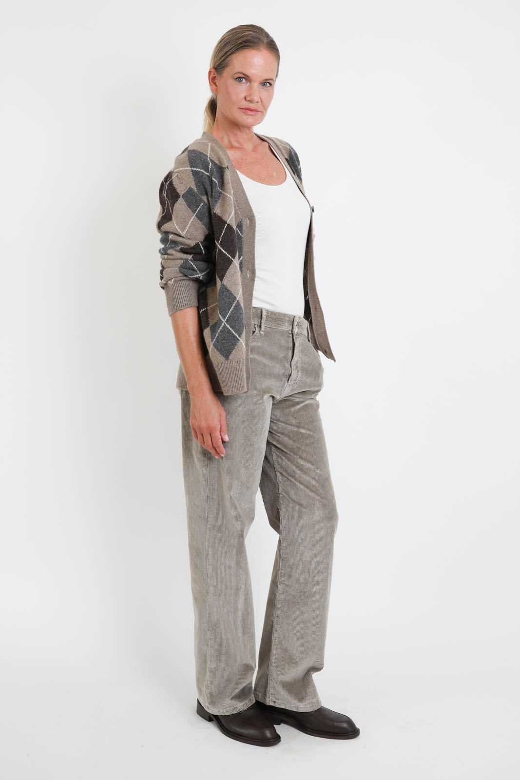 Cardigan Ava Argyle in Dark Natural, Porcupine & Grey