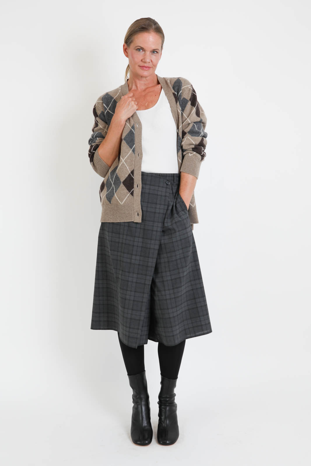 &Daughter, Cardigan Ava Argyle in Dark Natural, Porcupine & Grey