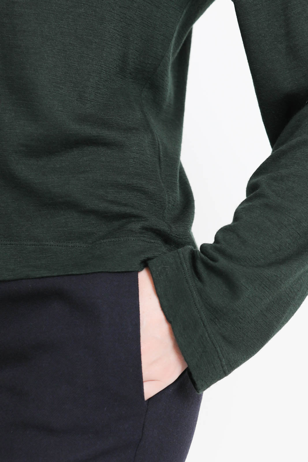 Pomandère, Langarm-Shirt aus Wolle in Bottle Green