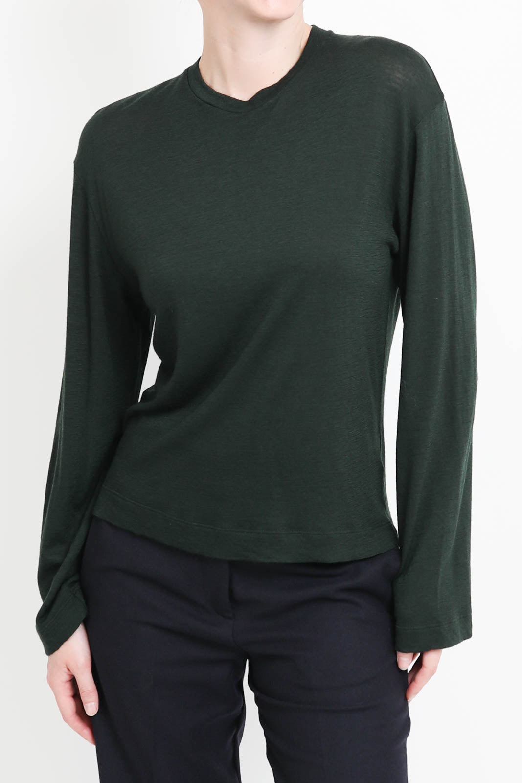 Pomandère, Langarm-Shirt aus Wolle in Bottle Green