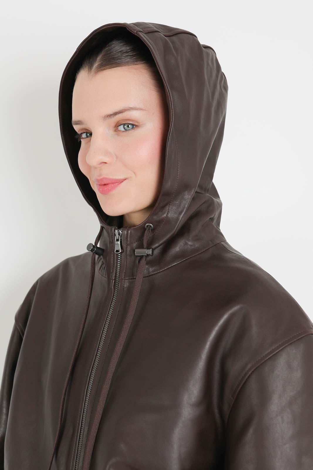 Tibi, Jacke Zip Up Hoodie in Braun