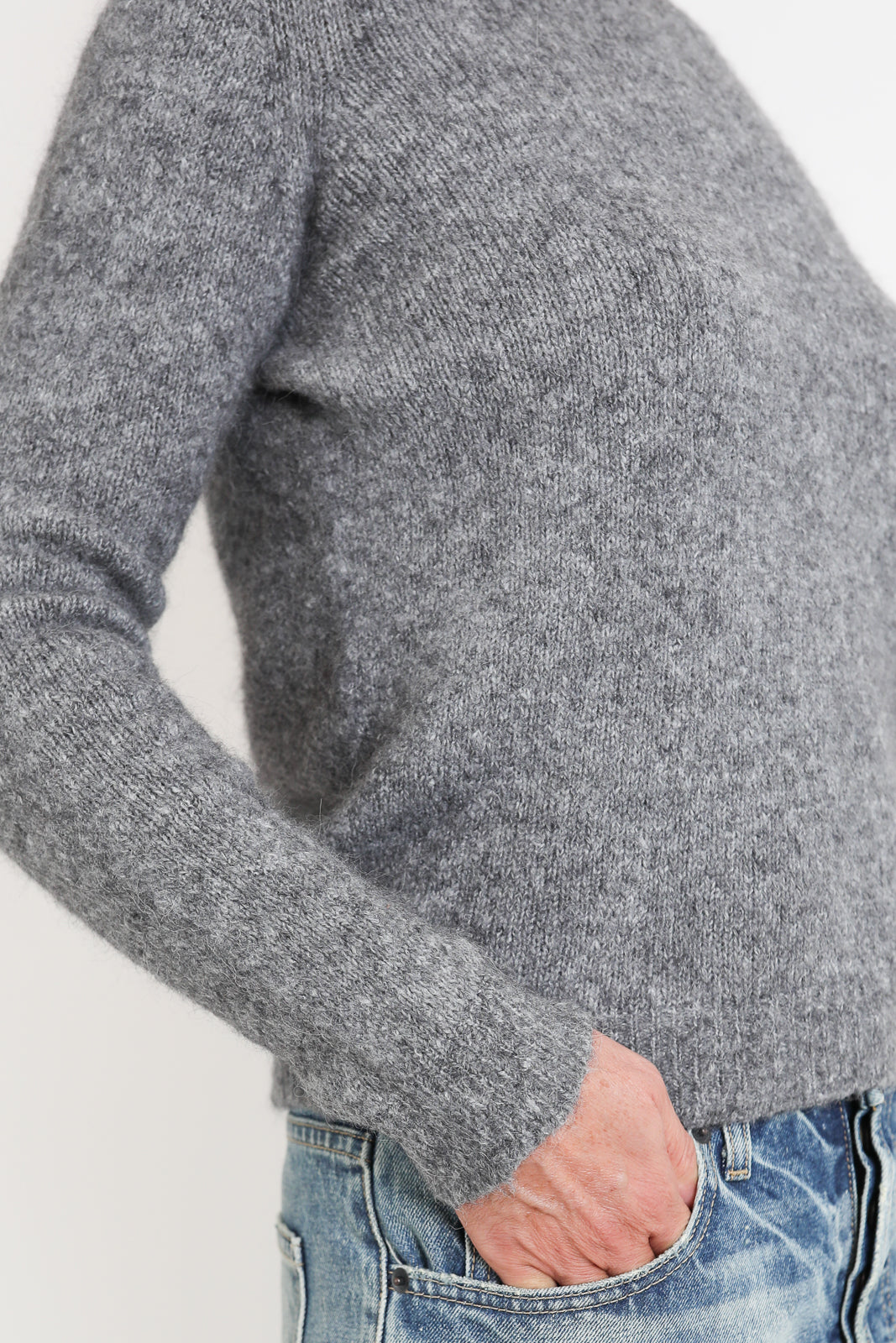 Roberto Collina, Pullover Knit Roundneck in Grigio Medio