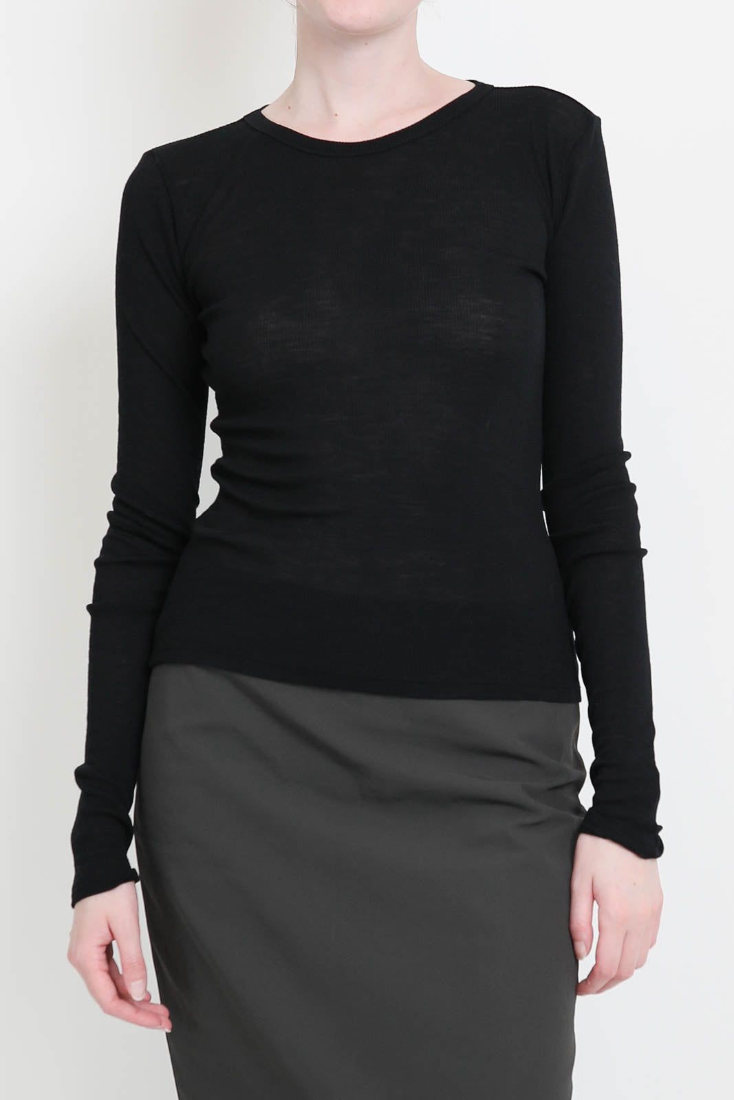 Langarm-Shirt Baby Wool in Schwarz