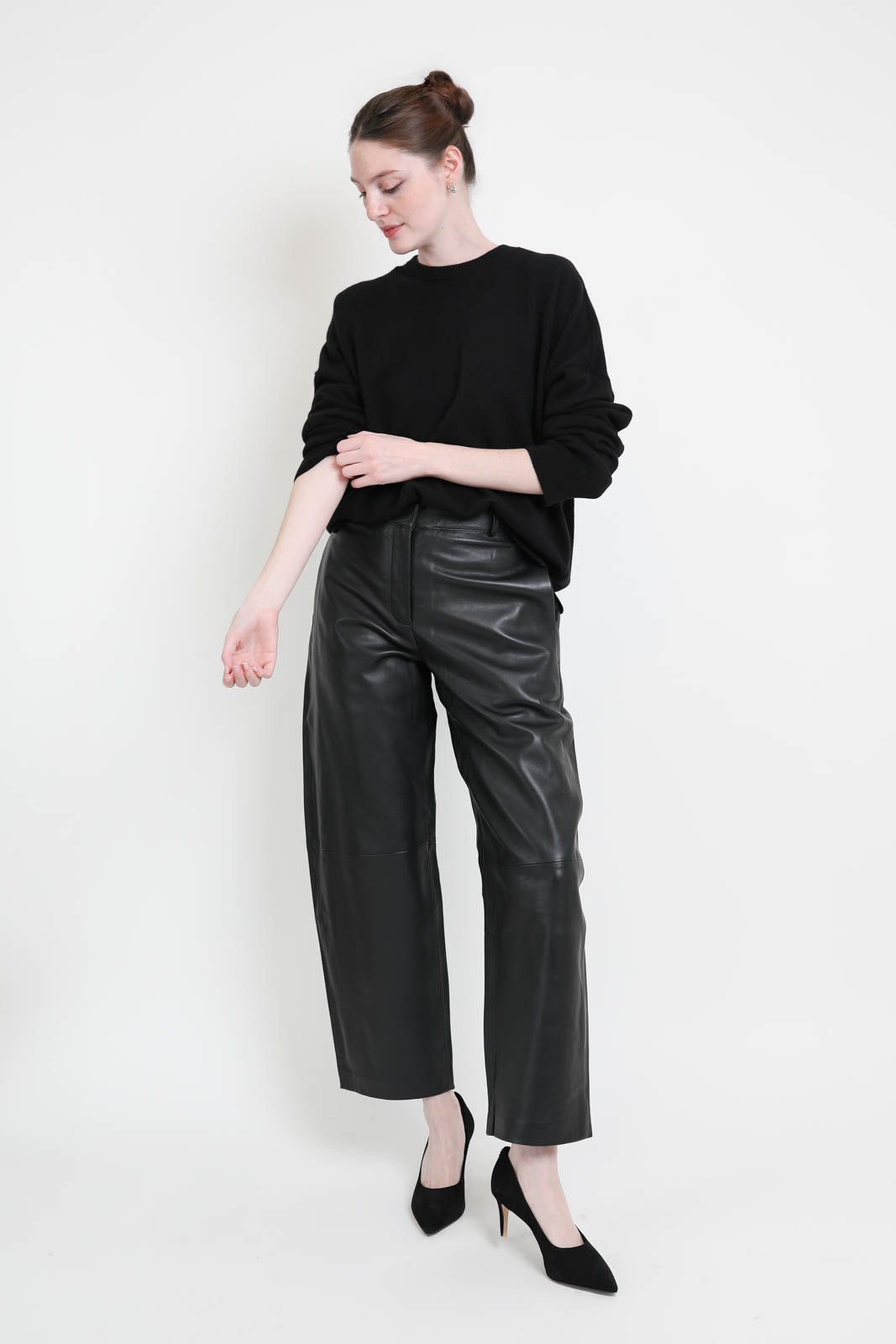 Hose aus Leder in Schwarz