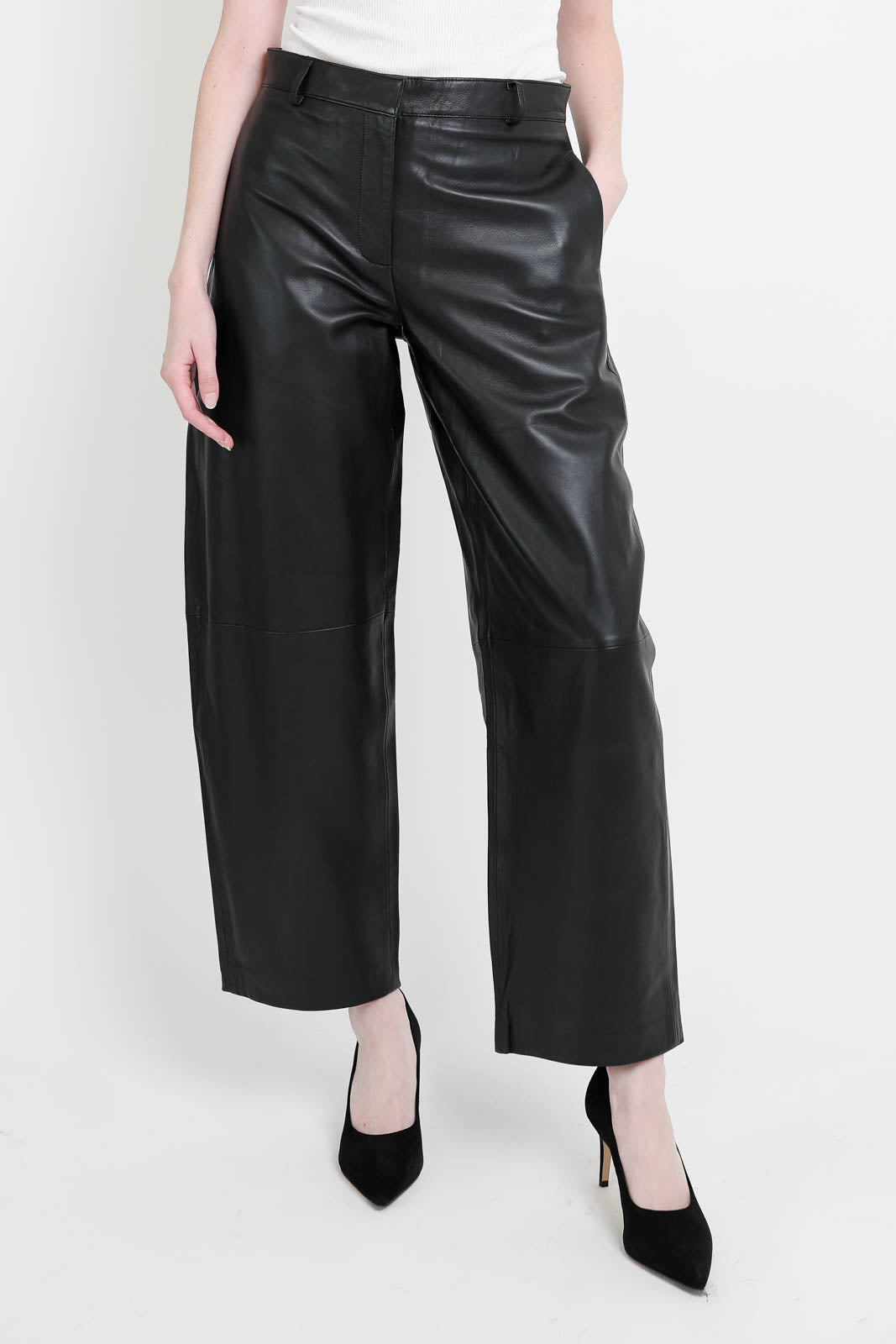 Hose aus Leder in Schwarz