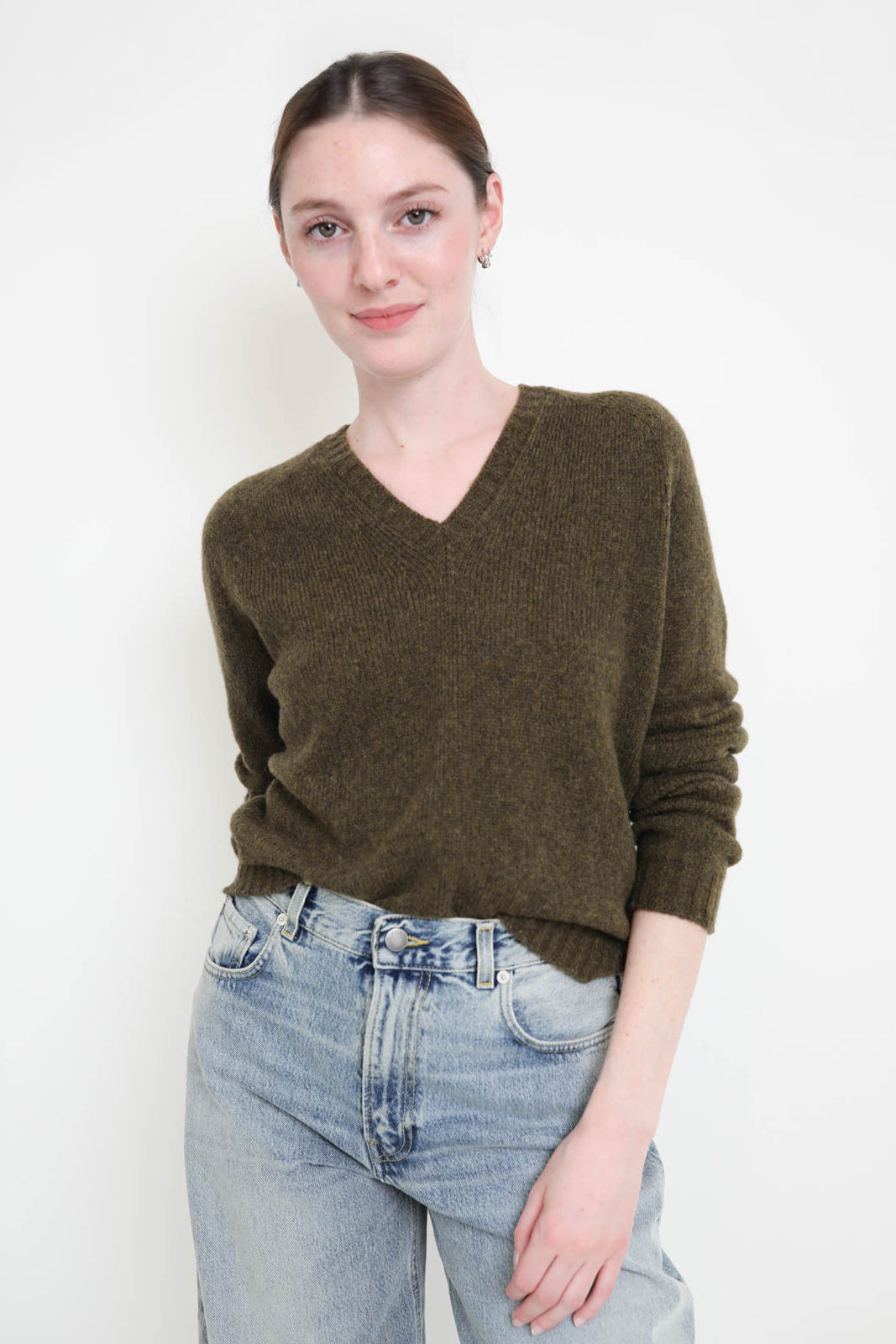 Pullover Scollo V in Militare