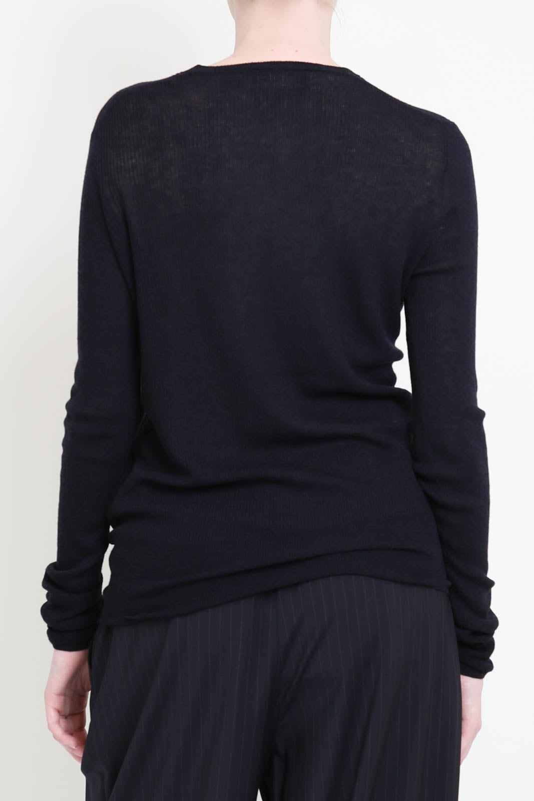 Langarm-Shirt aus Wolle in Navy