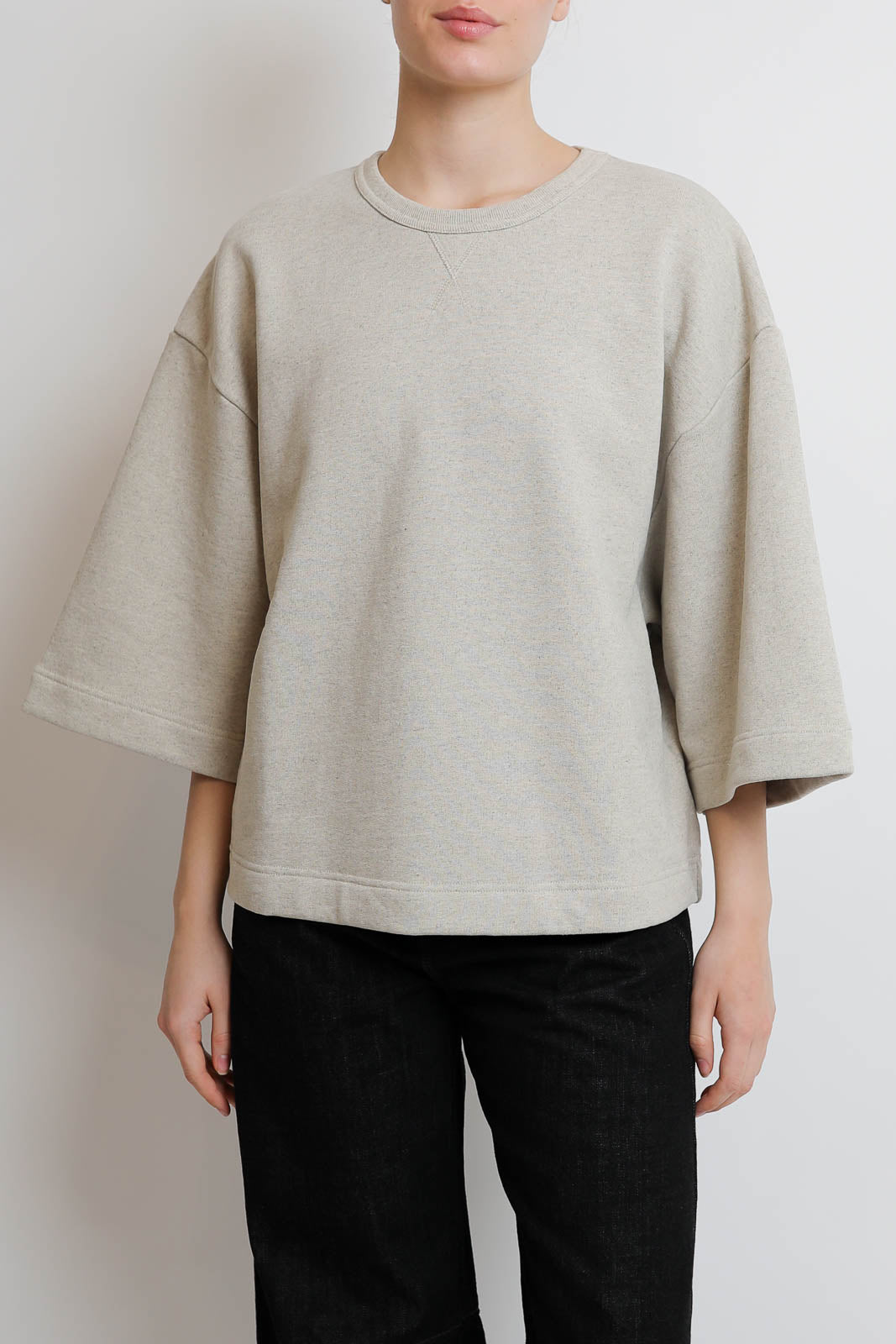 Soeur_Pullover mit kurzen Ärmeln Iksan in Beige Chine