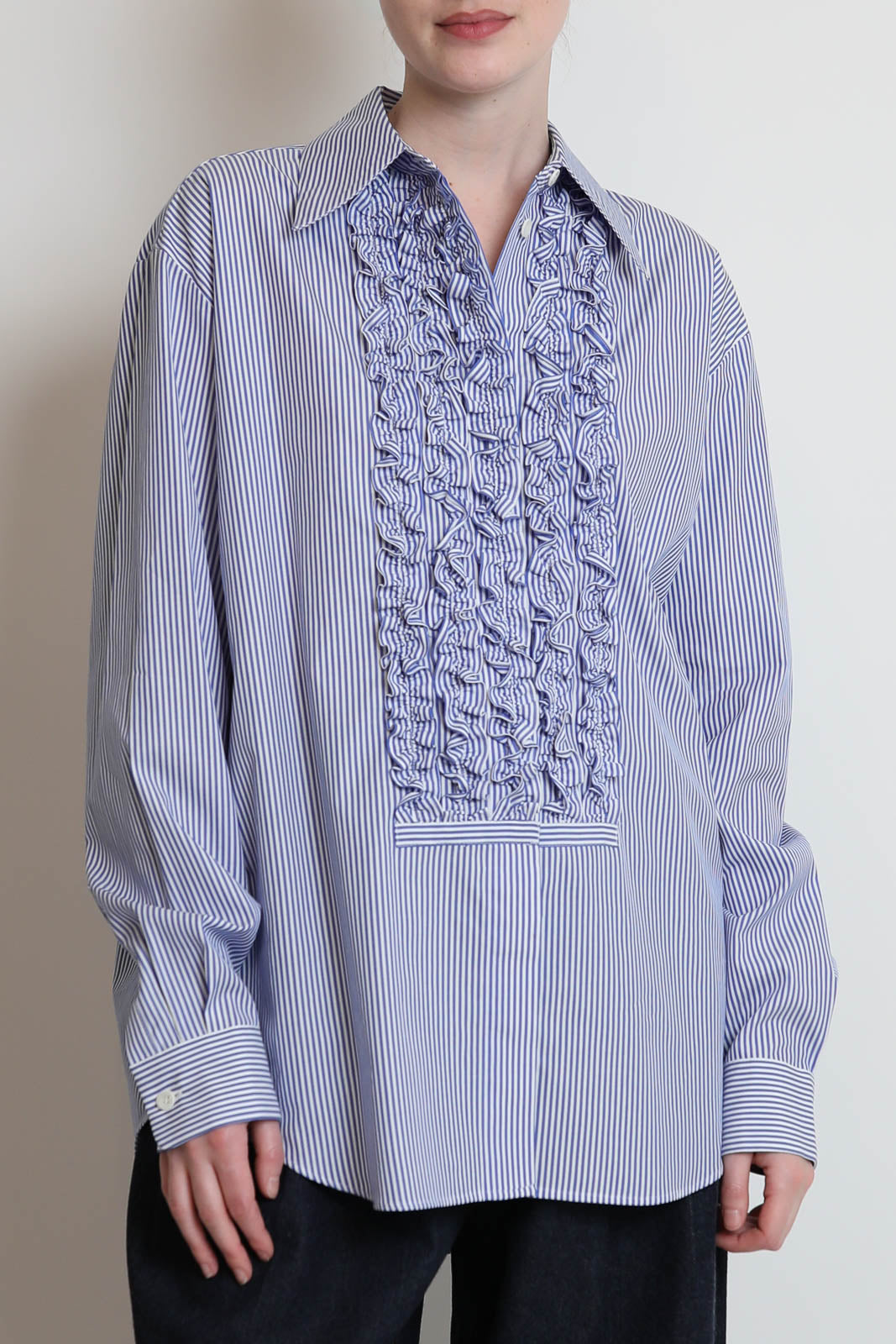 Tibi, Bluse Easy Tuxedo in Blue Multi
