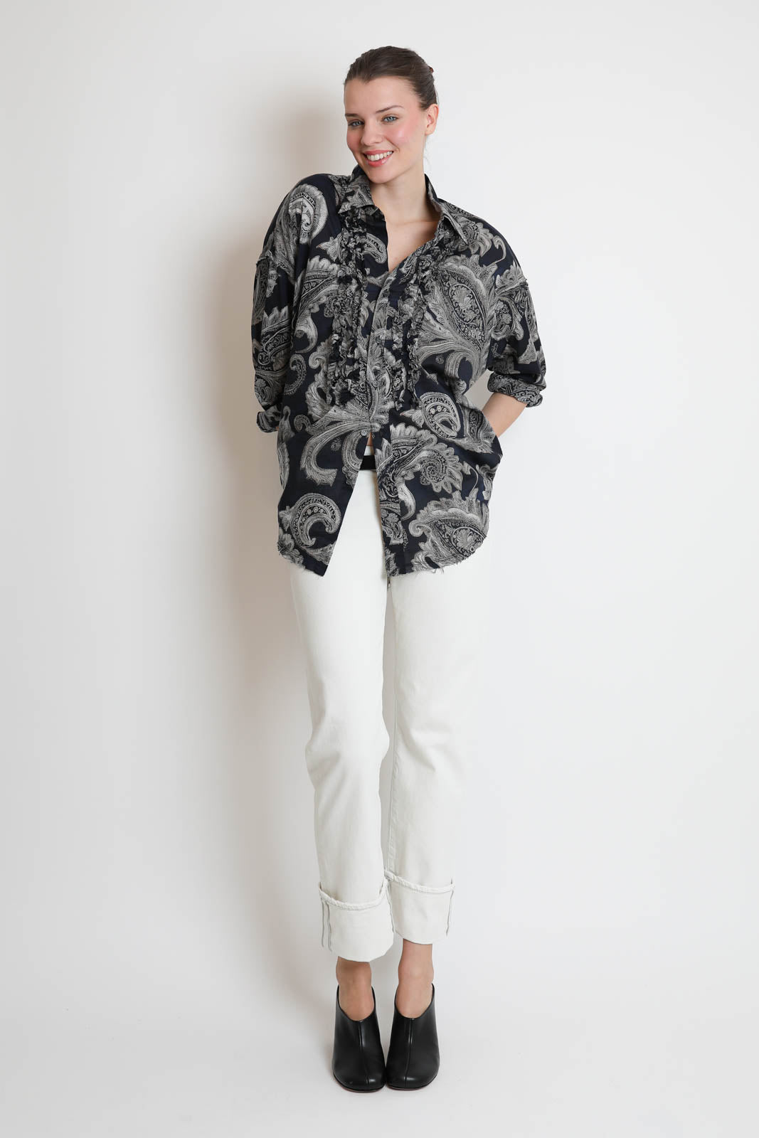 R13, Jeans Cuffed Romeo in Weiss