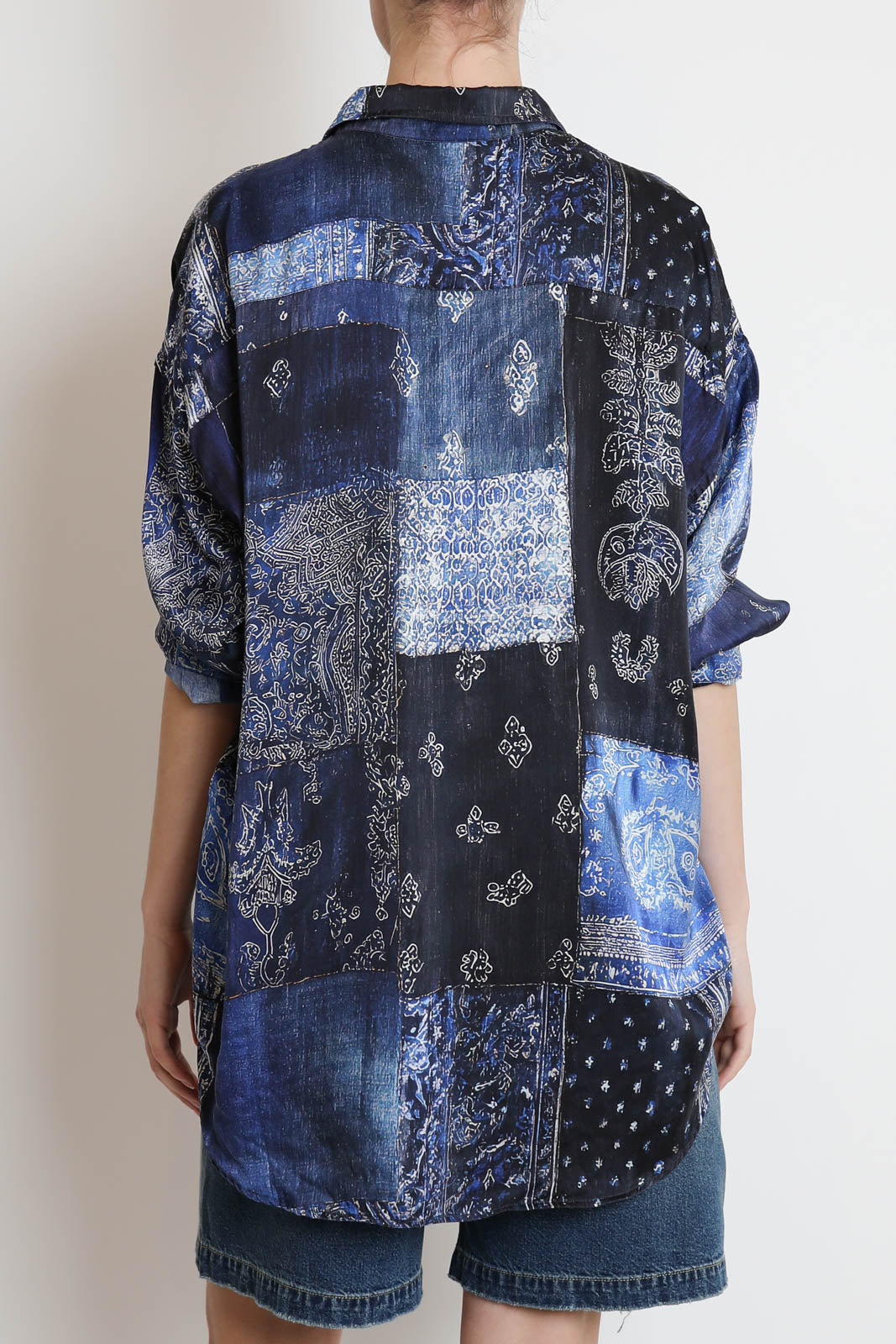 R13, Bluse Drop Neck in Blue Bandana