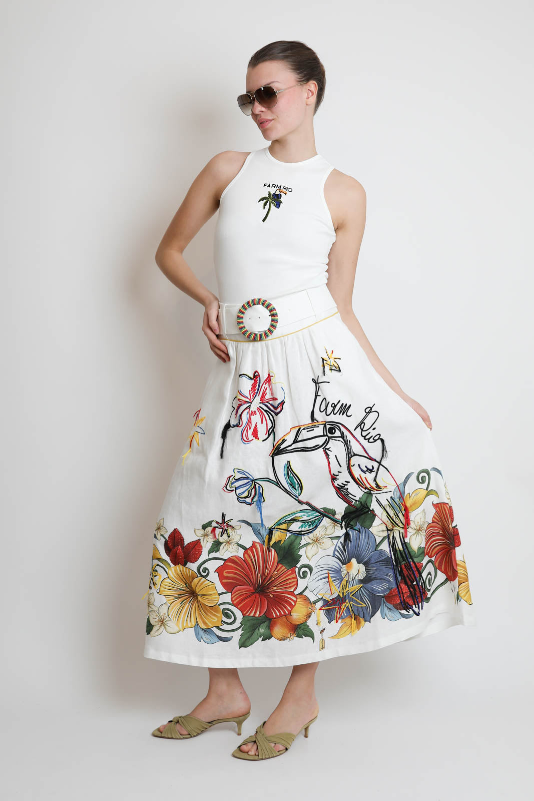 Farm Rio, Tank Top Tucanissimo in Off-White