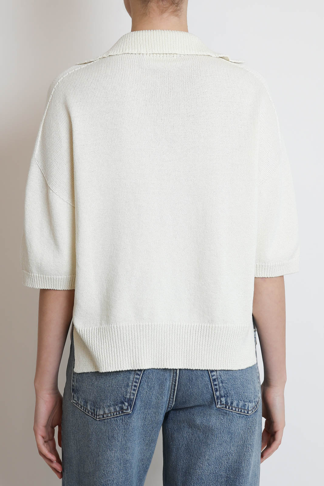 Atomo Factory, Pullover mit Polo Kragen in Panna