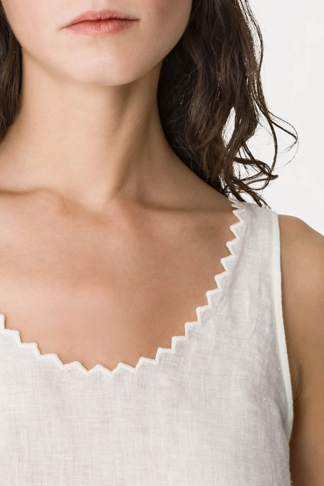 Forte-Forte, Tank Top Chic Linen in Crystal