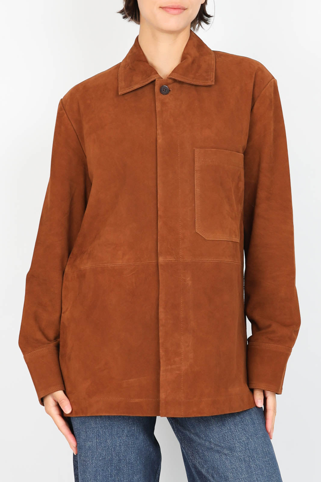 Bluse/Overshirt Florys aus Wildleder in Chocolat